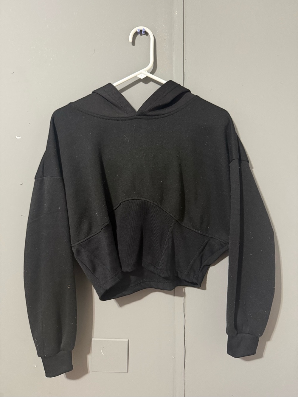 Thrill Black Cropped Hooded Sweatshirt